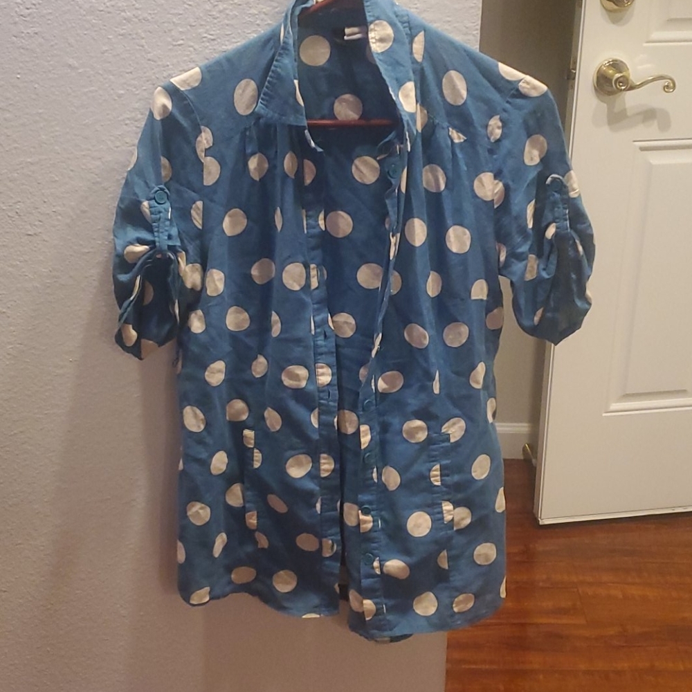 Sea foam blue green with white polka dots
